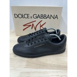 Dolce & Gabbana Men's 45 Shoes Black Low Top Saint Tropez Perforated Sneakers